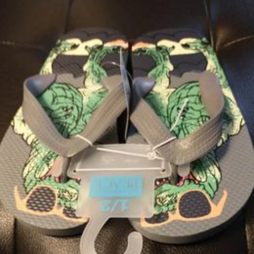 Children's Place kid boy dinosaur flip flop shoes size 1/2